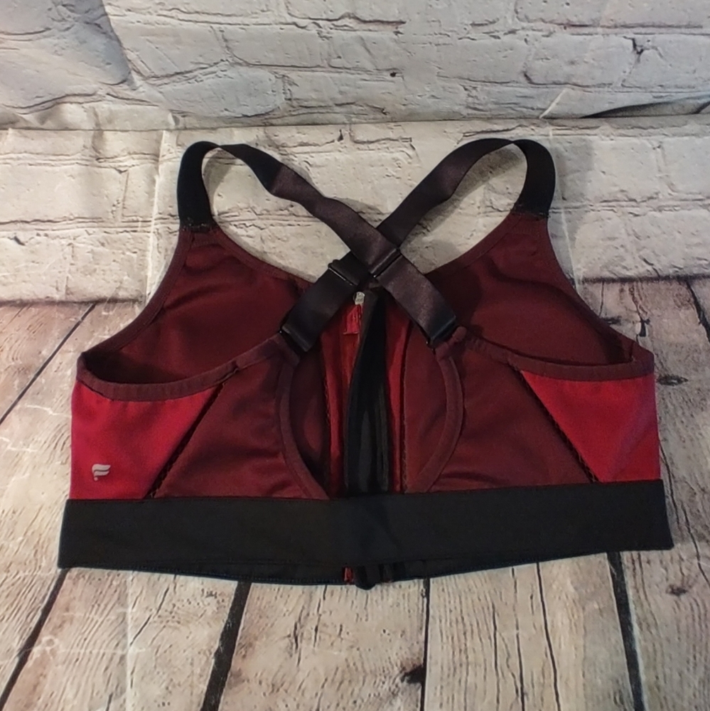 Fabletics Zoe High Impact Red Wine Front Zip Spor… - image 2